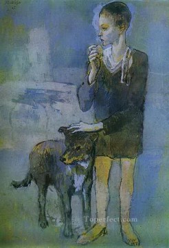 boy playing a violin Painting - Boy with a Dog 1905 Cubists